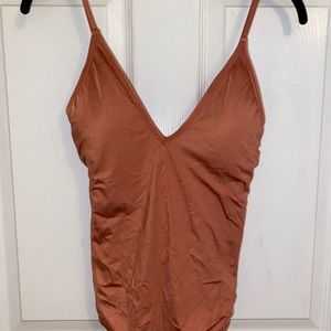 Copper/rose gold one piece bathing suit